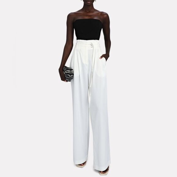 DEREK LAM 10 CROSBY White Wide Leg Pants High-Rise